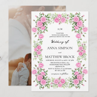 Invitation Élégantes Roses Roses Fleurs Mariage