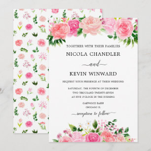 Invitation Élégantes Roses Roses Florales Mariage