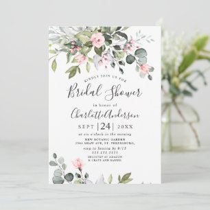 Invitation Élégantes Roses Rouges de Eucalyptus pour Mariage