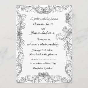 Invitation Élégantes soirées mariages en cadre noir et blanc