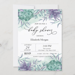 Invitation Élégantes Succulentes Fête de Naissance Désert