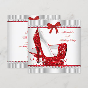 Invitation Elegantes Talons Hauts Rouge Pailleté Glamour Arge