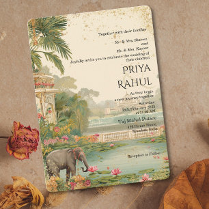 Invitation Élégants éléphants floraux vintage Mariage indien