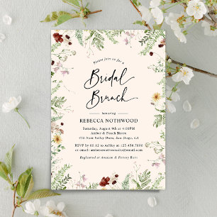 Invitation Élégants Fleurs sauvages en Blush Pink Bridal Brun