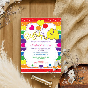Invitation Élément de couleur arc-en-ciel Oh Baby Shower