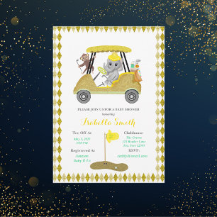 Invitation Élément de golf éléphant et singe Baby Shower