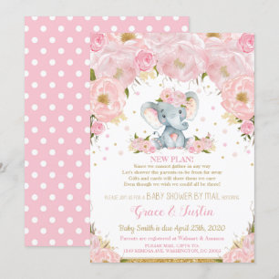 Invitation Élément Rose Floral Baby Shower par Mail Girl