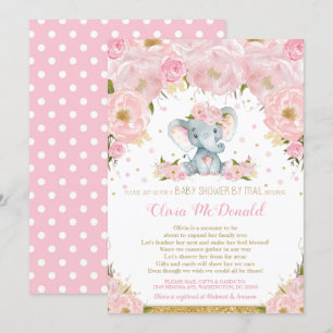 Invitation Élément Rose Floral Baby Shower par Mail Girl