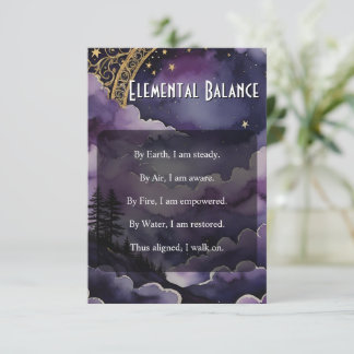 Invitation Elemental Balance Pagan Prayer Pocket Ritual Card