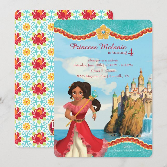 Invitation Elena d'Avalor | Anniversaire (Devant / Derrière)