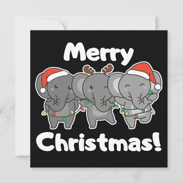 Invitation Eléphant Animaux de Noël Eléphants Joyeux Invitat (Devant)