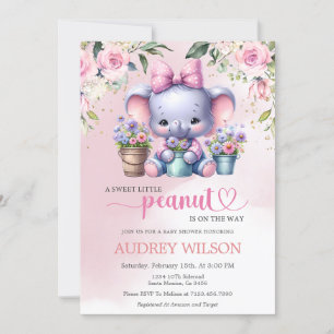 Invitation Elephant Baby shower Sweet Little Peanut Garden