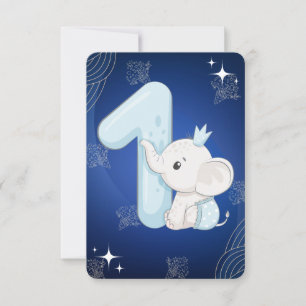 Invitation Eléphant Bébé mignon premier anniversaire