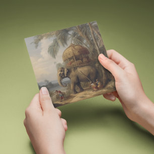 Invitation éléphant botanique vintage avec howdah aussi