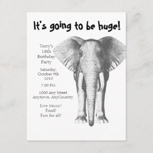 Invitation Eléphant - ça va être énorme - Anniversaire