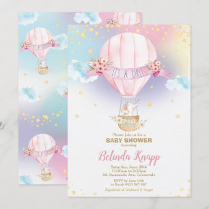 Invitation Éléphant chaud de douche de bébé de ballon à air