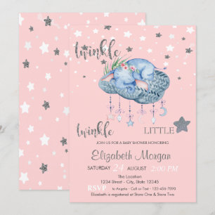 Invitation Elephant Cloud Little Star Baby shower