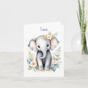 Invitation Éléphant de bébé en fleurs