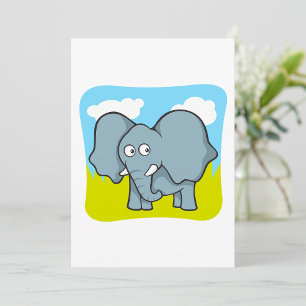 Invitation Éléphant de Dessin Animé Mignon Animal de la Jungl