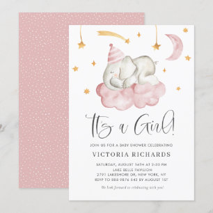 Invitation Eléphant dormant mignon C'est un Baby shower de fi