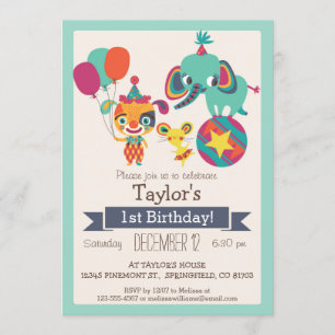 Invitation Eléphant du Cirque mignon, fête d'anniversaire de