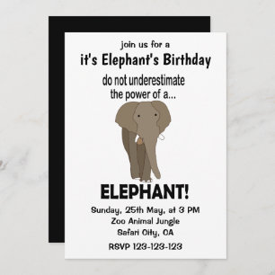 Invitation Elephant Funny mignon Elephant Anniversaire