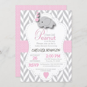 Invitation Eléphant gris rose et blanc 🐘 Baby shower 2