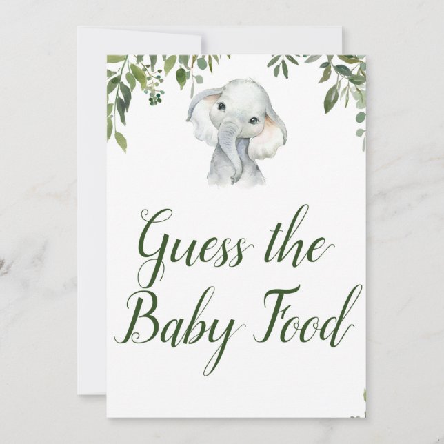 Invitation Eléphant Guess Baby Food Game Signe Taille 5x7" (Devant)
