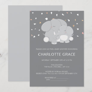 Invitation Eléphant mignon Baby shower personnalisé