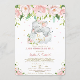 Invitation Eléphant mignon Baby shower virtuel par courrier