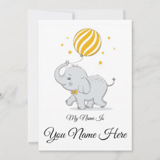 Invitation Éléphant mignon jouant au ballon cadeau pour garço