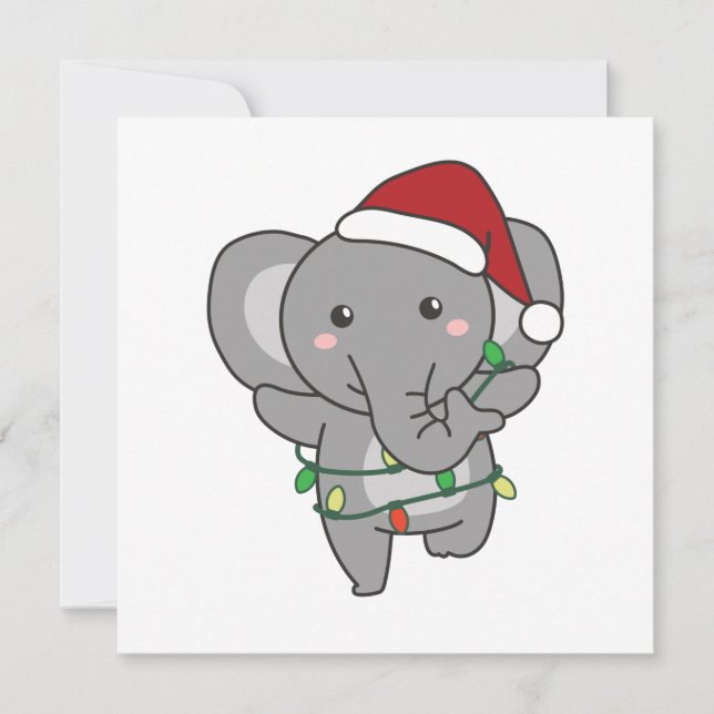 Invitation Éléphant Noël Animaux d'hiver Éléphants (Devant)