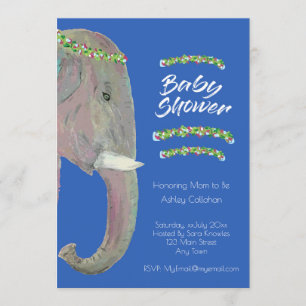 Invitation Éléphant original d'art, baby shower - garçon