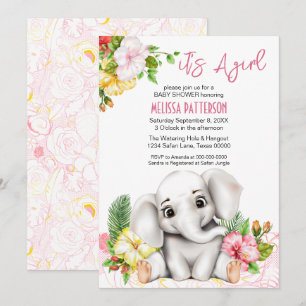 Invitation Elephant Safari Tropical Jungle Baby shower