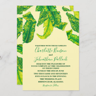 Invitation Éléphant Tropicana Gold Leaves Tropical Wedding