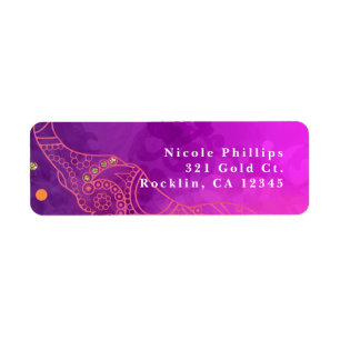 Invitation Éléphant Violet Rose Orange & Or