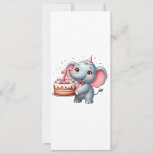 Invitation Éléphante mignonne 7e anniversaire
