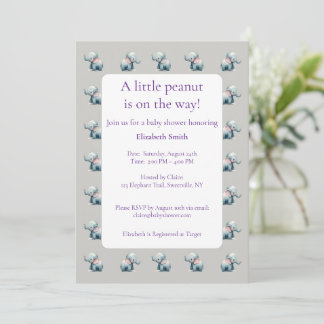 Invitation Éléphants bébé mignons cadeau de naissance baby sh