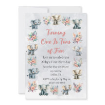Elephants & Boho Jungle Fleurs sur Grey Anniversai