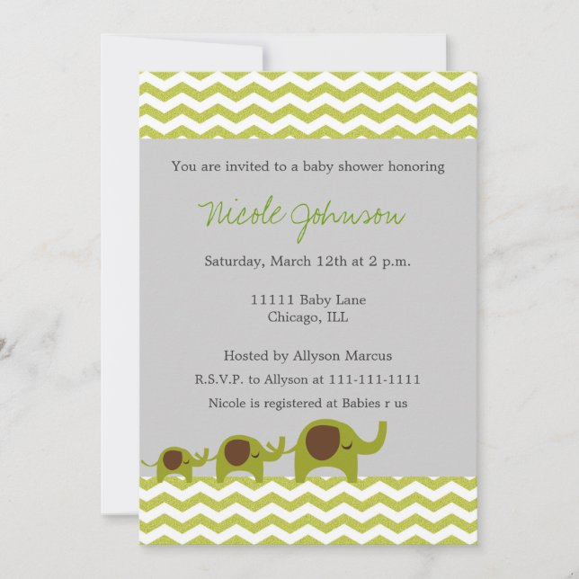 Invitation Eléphants de Chevron (Devant)