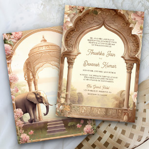 Invitation Éléphants de jardin floral Mariage indien du palai