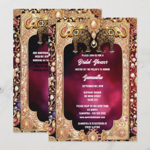 Invitation Eléphants floraux indiens Gemmes royales hindous
