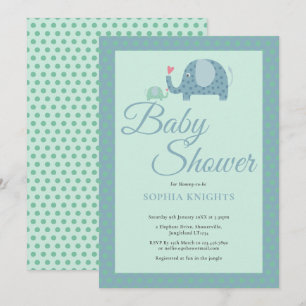 Invitation Éléphants Mignons à Points Baby Shower / Sprinkle