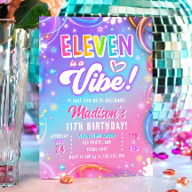 Eleven est un anniversaire de fille rétro funky né
