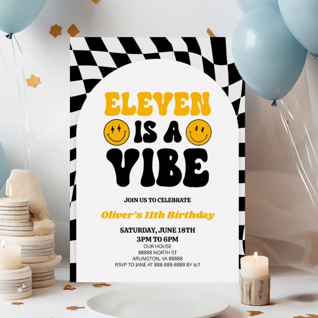Invitation Eleven Est Une Vibe Retro Premier 11ème Anniversai (Créateur téléchargé)