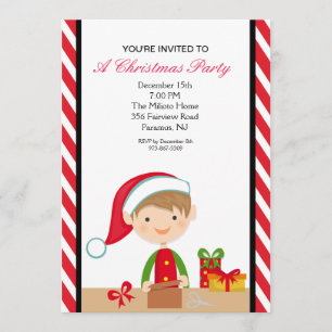 Invitation Elf adorable dans l'invitation de fête de Noël