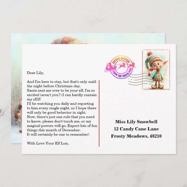 Invitation Elf Arrival Letter | North Pole Welcome Message (Devant / Derrière)