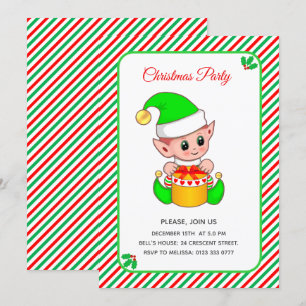Invitation Elfe de Noël élégant Fête de Noël
