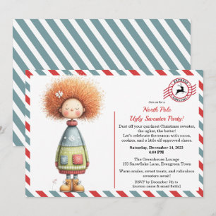 Invitation Elfe enchantée Fête du pull moche du Pôle Nord