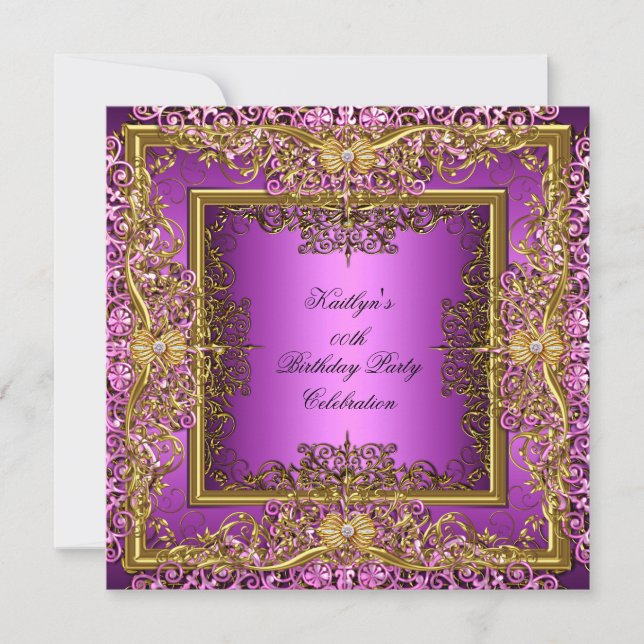 Invitation Elite Elegant Rose Gold sur Gold Anniversaire (Devant)